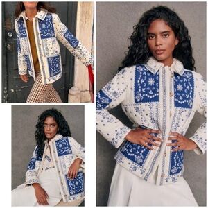 Caroline Constas Navy and Cream Patterned Jacket